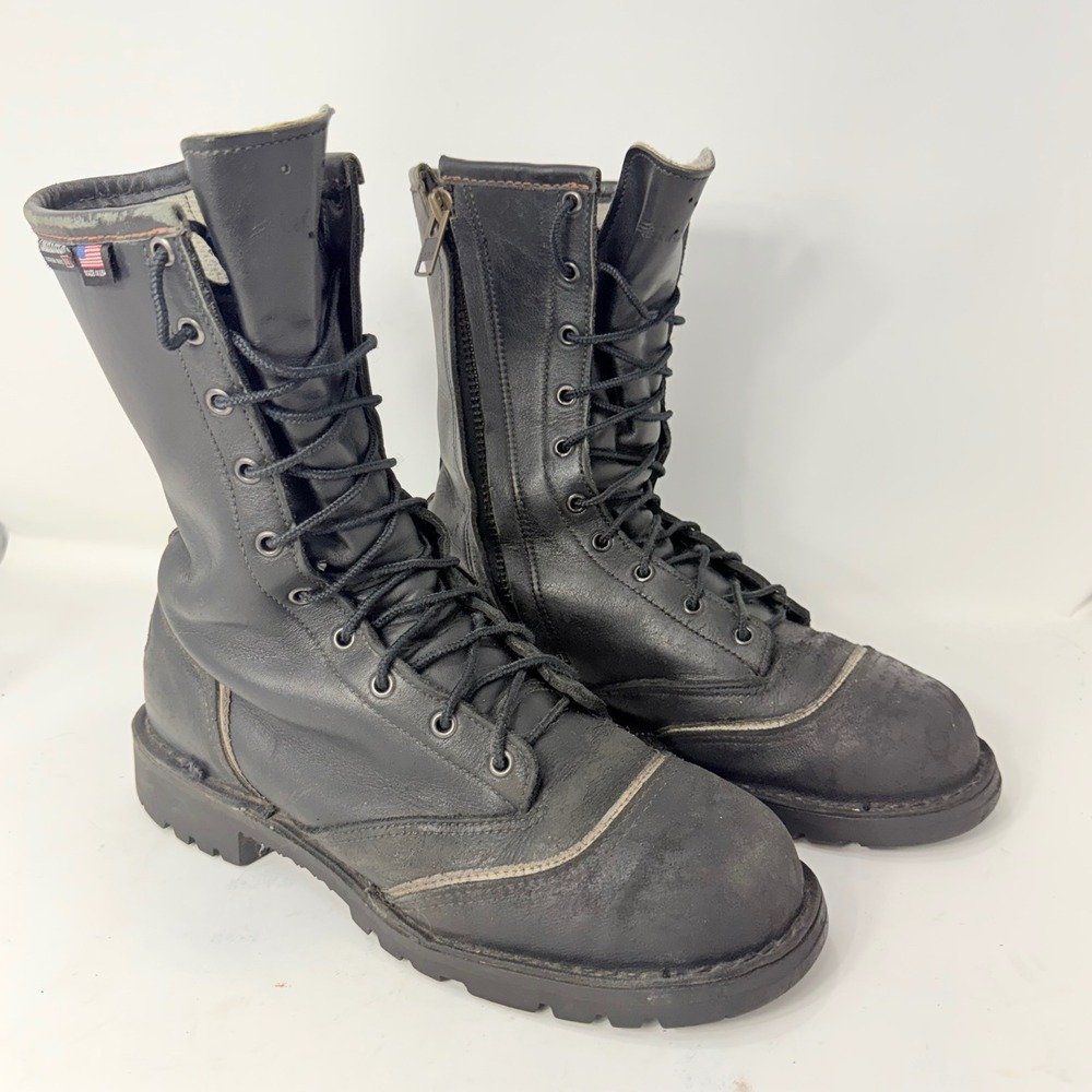 LaCrosse 14H72 Mens 10 M Fire Fighting Boots Black Leather Safety Toe USA Made